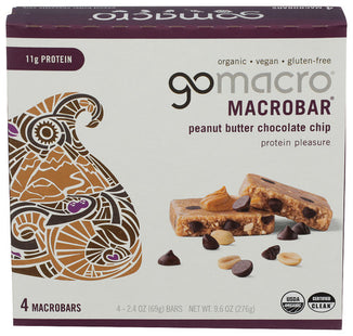 GoMacro MacroBar - Peanut Butter Chocolate Chip "Protein Pleasure" (4 pc)
