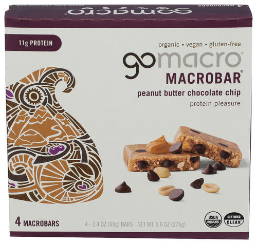 GoMacro MacroBar - Peanut Butter Chocolate Chip "Protein Pleasure" (4 pc)