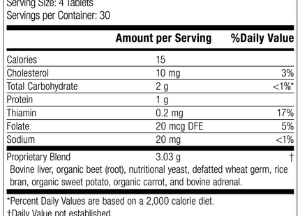 Cataplex® B-Core 120 Tablets Rev 04 Supplement Facts