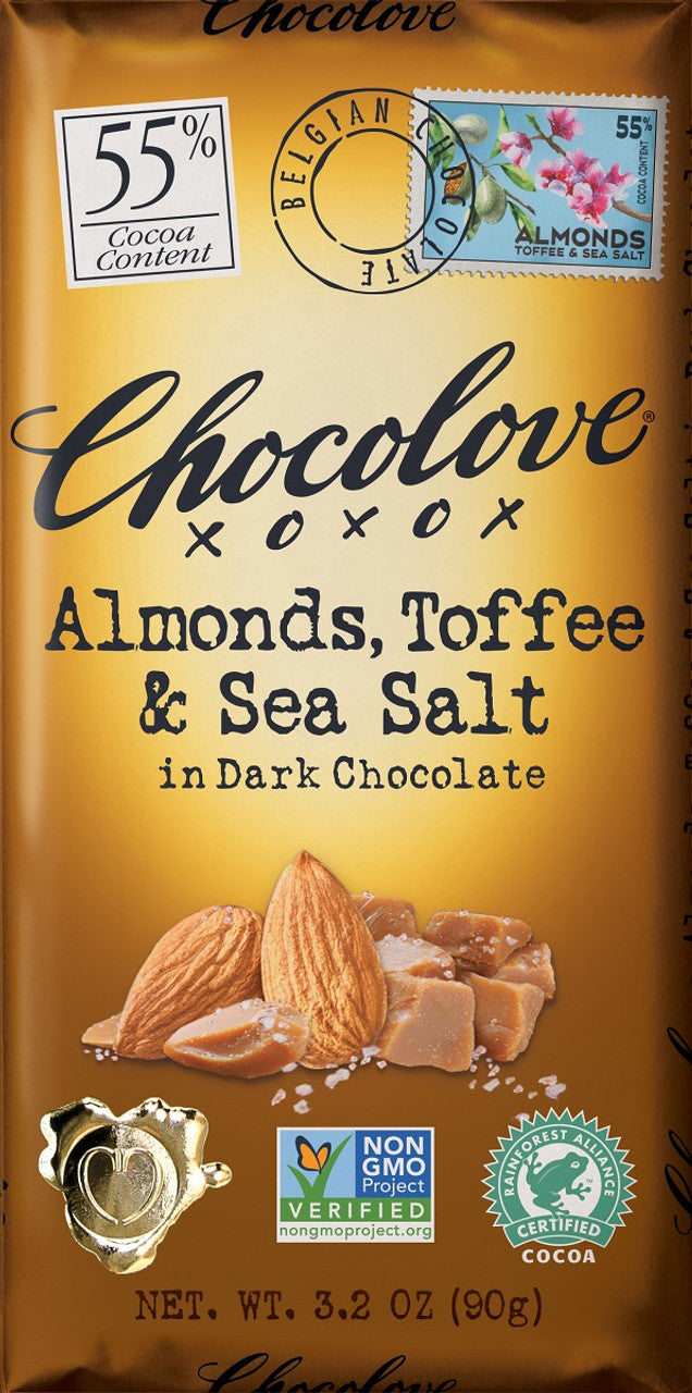 Almonds, Toffee, & Sea Salt Dark Chocolate Bar