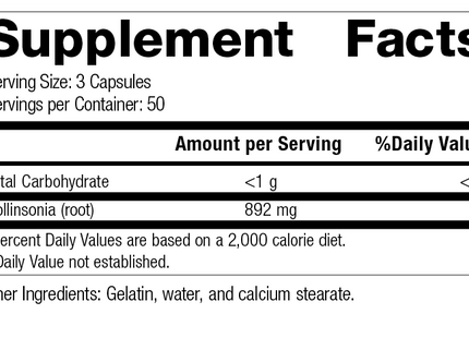 Collinsonia Root, 150 Capsules, Rev 18 Supplement Facts
