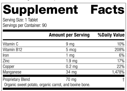 5490 Manganese B12 R17 Supplement Facts