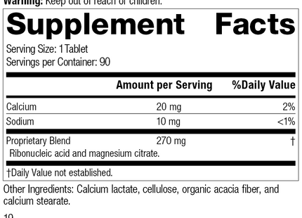 Ribonucleic Acid (RNA), 90 Tablets, Rev 19 Supplement Facts