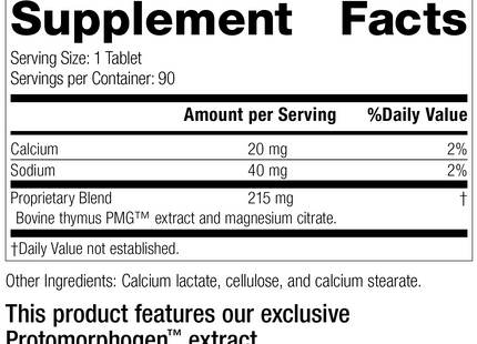 Thymus PMG®, 90 Tablets, Rev 15 Supplement Facts