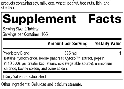 Zypan®, 330 Tablets, Rev 01 Supplement Facts