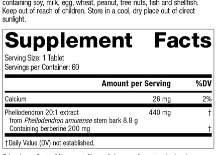Berberine Active, 60 Tablets, Rev 02 Supplement Facts