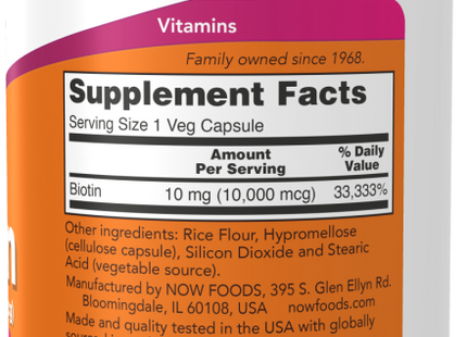 Biotin 10 mg (10,000 mcg), Extra Strength Veg Capsules