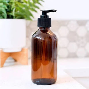 Amber glass lotion/soap jar