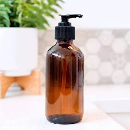 Amber glass lotion/soap jar